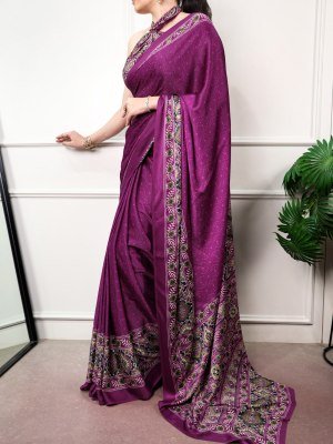 D.N. 7039 Satin Silk Ajrakh Print Saree with Unstitched Blouse  sarees