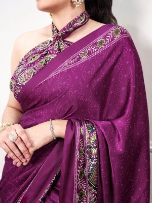 D.N. 7039 Satin Silk Ajrakh Print Saree with Unstitched Blouse  sarees