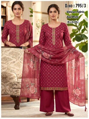 D.N. 795 Vatican Fabric Kurti Palazzo with Dupatta Set wholesale catalogs