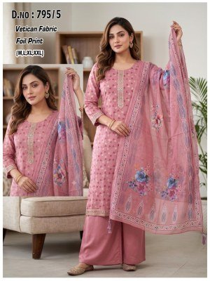 D.N. 795 Vatican Fabric Kurti Palazzo with Dupatta Set Size wise Combo Set