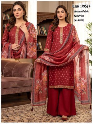 D.N. 795 Vatican Fabric Kurti Palazzo with Dupatta Set Size wise Combo Set