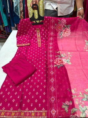 D.N. 795 Vatican Fabric Kurti Palazzo with Dupatta Set Size wise Combo Set