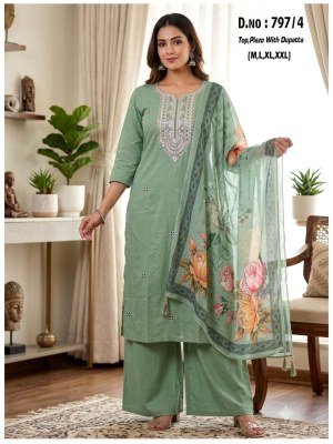 D.N. 797 Kurti Plazo with Dupatta Set Sequence Work wholesale catalogs