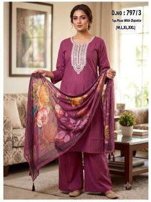 D.N. 797 Kurti Plazo with Dupatta Set Sequence Work Size wise Combo Set