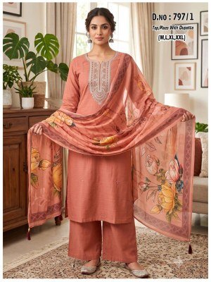 D.N. 797 Kurti Plazo with Dupatta Set Sequence Work Size wise Combo Set