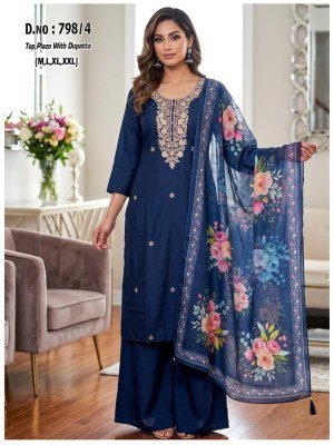 D.N. 797 Kurti Plazo with Dupatta Set Sequence Work Size wise Combo Set