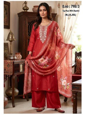 D.N. 797 Kurti Plazo with Dupatta Set Sequence Work Size wise Combo Set