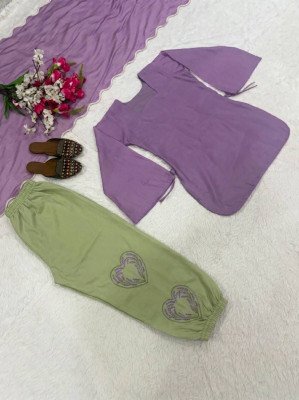 D.N. MD-3106 Mal Chanderi Cotton Kurti Balloon Pant Dupatta 3-Piece Set readymade suit catalogs