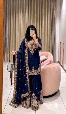 D.N. W 1278 W Fully Stitched Fox Georgette Top Sarara Dupatta Set with Embroidery fancy sharara suit Catalogs