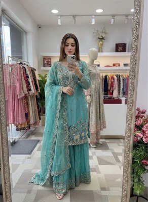 D.N. W 1280 W Fully Stitched Fendy Silk Top Sarara Dupatta Set  fancy sharara suit Catalogs