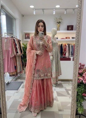 D.N. W 1280 W Fully Stitched Fendy Silk Top Sarara Dupatta Set  fancy sharara suit Catalogs