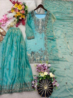 D.N. W 1280 W Fully Stitched Fendy Silk Top Sarara Dupatta Set  fancy sharara suit Catalogs