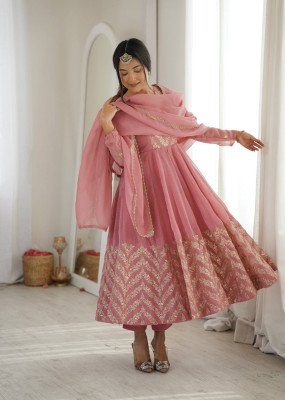 D. No. 050 Crunchy Silk Anarkali Gown Pant with Dupatta Festive Set gown catalogs