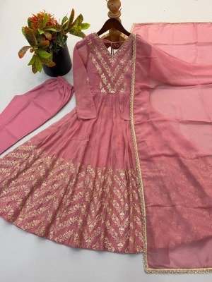 D. No. 050 Crunchy Silk Anarkali Gown Pant with Dupatta Festive Set gown catalogs