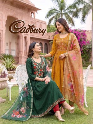 D.No 1001-1008 Cadbury Kurti Pant with  Dupatta wholesale catalogs