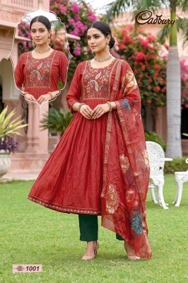 D.No 1001-1008 Cadbury Kurti Pant with  Dupatta kurti pant with dupatta Catalogs