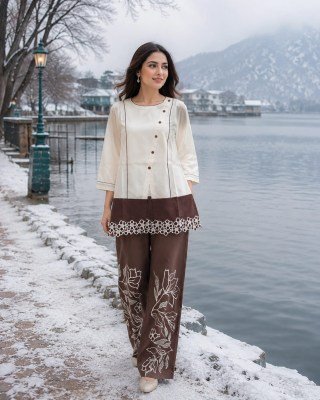 D.No 1050 Afsana Assam Silk Embroidered Kurti Plazzo Set 