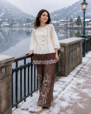 D.No 1050 Afsana Assam Silk Embroidered Kurti Plazzo Set western wear
