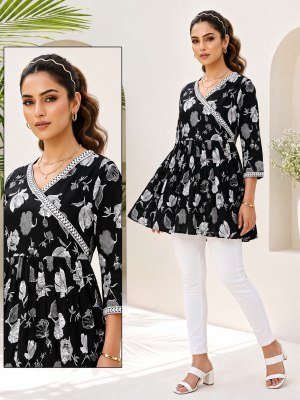 D.No. 1174 New Short Cotton Angarkha Style Top Collection Size wise Combo Set