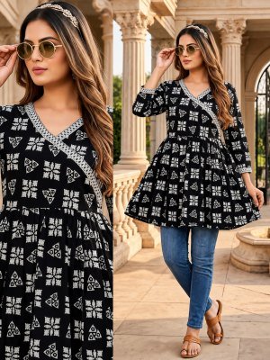 D.No. 1174 New Short Cotton Angarkha Style Top Collection Size wise Combo Set