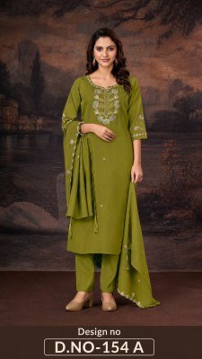 D.No 154-A Soft Bombay Silk 3-Piece Suit Set with Hand Work  