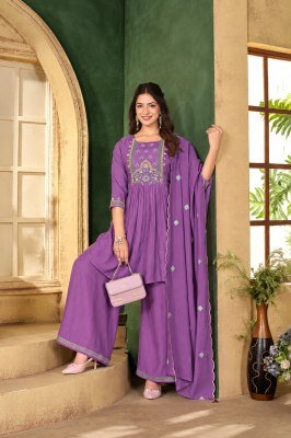 D.No. 155 A-B Soft Mul Chanderi Embroidery 3-Piece Suit Set 