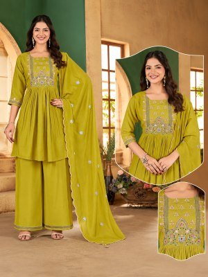 D.No. 155 A-B Soft Mul Chanderi Embroidery 3-Piece Suit Set Size wise Combo Set