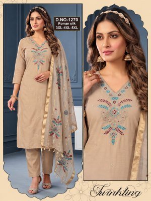 D.No 2049 Big Size Fancy Roman 3-Piece Collection  Plus Size Ethnic Wear Size wise Combo Set