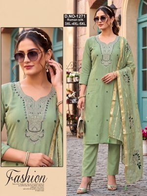 D.No 2049 Big Size Fancy Roman 3-Piece Collection  Plus Size Ethnic Wear Size wise Combo Set