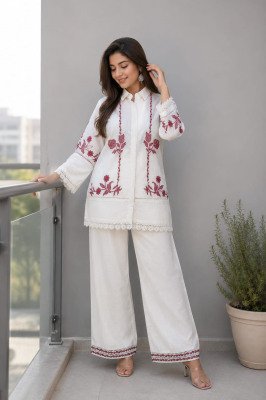 D.No 2233-2234 Afsana Pure Rubi Linen Kurti Plazzo Set with Zardosi & Embroidery Work 