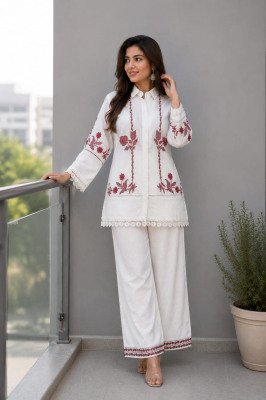 D.No 2233-2234 Afsana Pure Rubi Linen Kurti Plazzo Set with Zardosi & Embroidery Work western wear