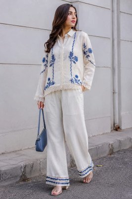 D.No 2233-2234 Afsana Pure Rubi Linen Kurti Plazzo Set with Zardosi & Embroidery Work western wear