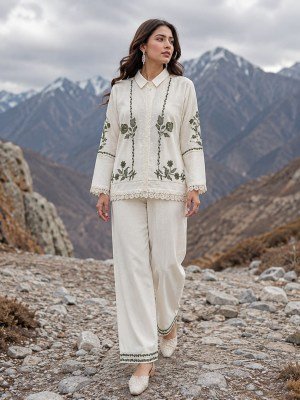 D.No 2235 Afsana Pure Rubi Linen Kurti Plazzo Set with Zardosi & Embroidery Work 