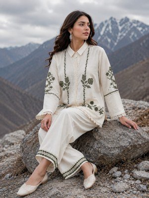 D.No 2235 Afsana Pure Rubi Linen Kurti Plazzo Set with Zardosi & Embroidery Work western wear