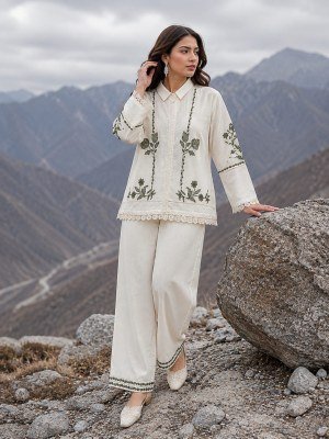 D.No 2235 Afsana Pure Rubi Linen Kurti Plazzo Set with Zardosi & Embroidery Work western wear