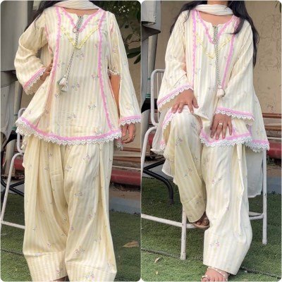 D. No. 5356 Heavy Pure Natural Crepe Top Farshi Pant with Nazmeen Dupatta 3 Piece Set wholesale catalogs