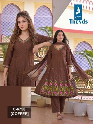 D.No. 6758 Anarkali Suit with Semi Plazo & Dupatta Work wholesale catalogs