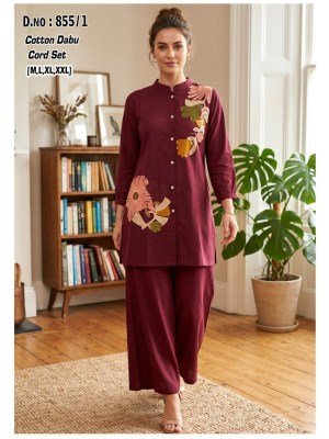 D No  855 Cotton Daboo Heavy Side Work Co Ord Set co ord set catalogs