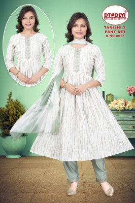 D No 8657 by Tanishi vetican printed flared exclusive kurti pant and dupatta catalogue readymade suit catalogs