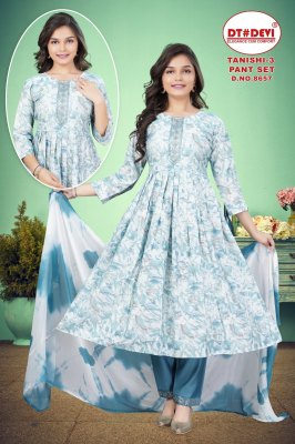 D No 8657 by Tanishi vetican printed flared exclusive kurti pant and dupatta catalogue readymade suit catalogs