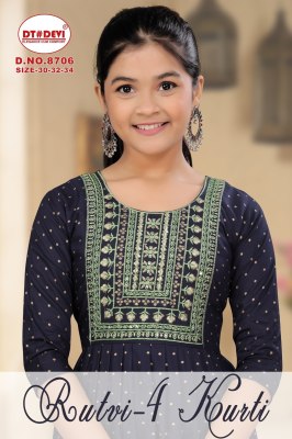 D No 8706 by Rutvi Kurti vol 4 Rayon printed with neck embroidered kurti catalogue at affordable rate Amavi