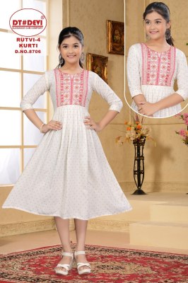 D No 8706 by Rutvi Kurti vol 4 Rayon printed with neck embroidered kurti catalogue at affordable rate kurtis catalogs