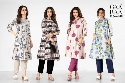 D No 908 by Gaabaa Cotton Flex Print Co-ord set With Stitching Pattern in amaviexpo kurtis catalogs