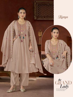 D.No. Maniya Soft Mull Chanderi Handwork Suit with Bottom Size wise Combo Set
