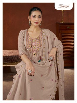 D.No. Maniya Soft Mull Chanderi Handwork Suit with Bottom Size wise Combo Set