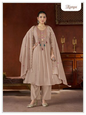 D.No. Maniya Soft Mull Chanderi Handwork Suit with Bottom Size wise Combo Set