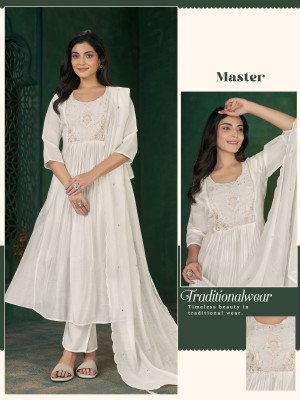 D.No. Master Mull Chanderi Kurti Roman Silk Bottom Dupatta Set Size wise Combo Set