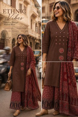 DABOO Cotton 3-Piece Suit Set with Pure Cotton Dupatta Patchwork Mirror  Size wise Combo Set