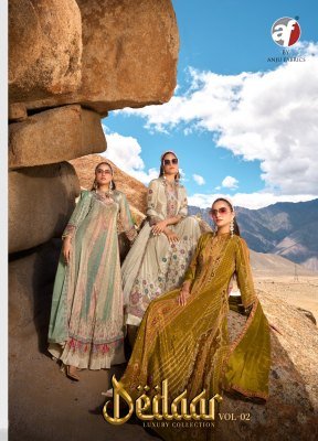 anju fabric deedsr Vol 2 Designer Natural Crepe Gown with Chinon Border Dupatta  wholesale catalogs
