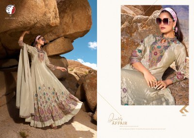 anju fabric deedsr Vol 2 Designer Natural Crepe Gown with Chinon Border Dupatta  readymade suit catalogs